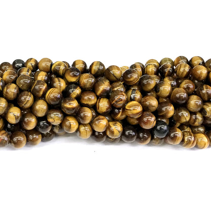 CTE19 Yellow Tiger Eye Beads Smooth Round 8mm 15" Strand