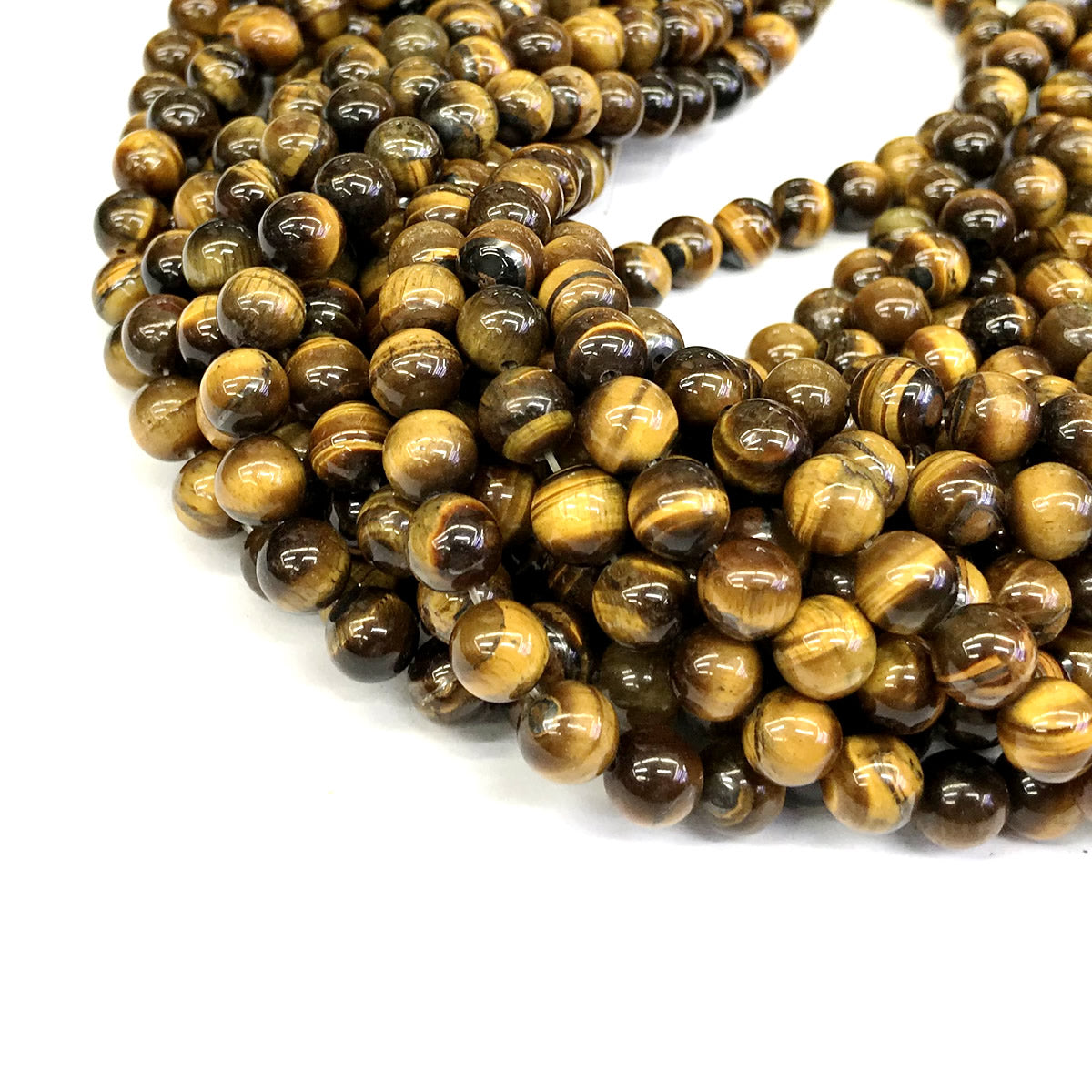 CTE19 Yellow Tiger Eye Beads Smooth Round 8mm 15" Strand