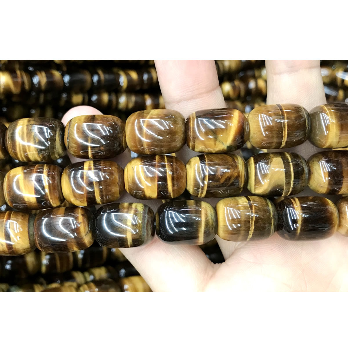 CTE192 Yellow Tiger Eye Beads Drum 12*16mm 15" Strand