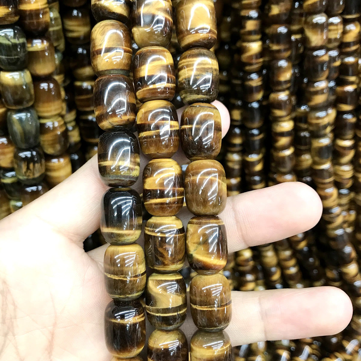 CTE192 Yellow Tiger Eye Beads Drum 12*16mm 15" Strand