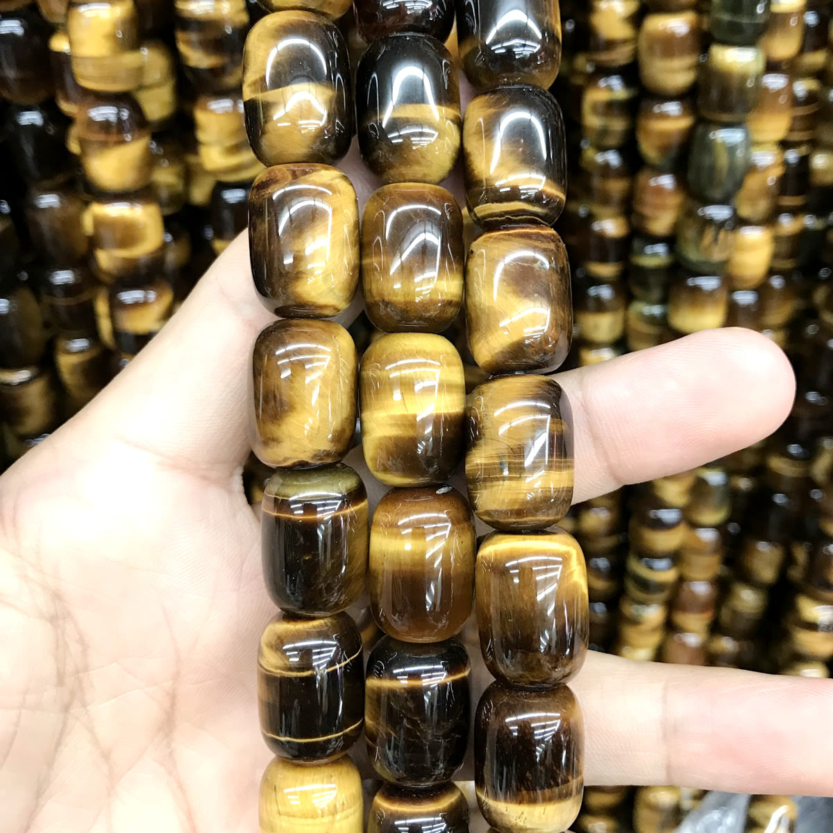 CTE193 Yellow Tiger Eye Beads Drum 13*18mm 15" Strand