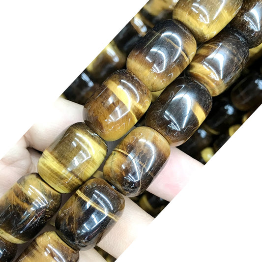 CTE194 Yellow Tiger Eye Beads Drum 15*20mm 15" Strand