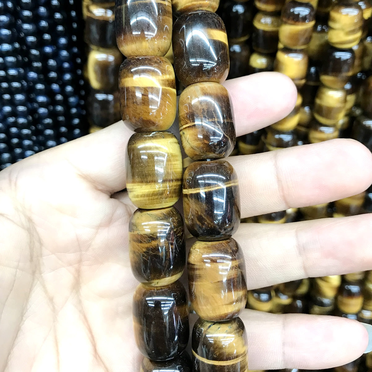 CTE194 Yellow Tiger Eye Beads Drum 15*20mm 15" Strand