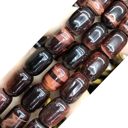 CTE199 Red Tiger Eye Beads Drum 10*14mm 15" Strand