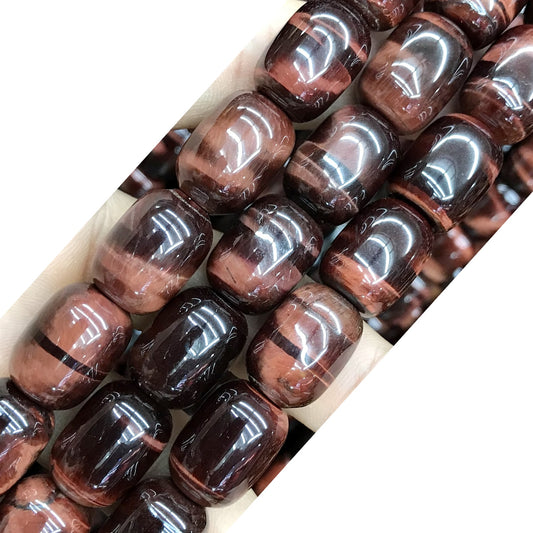 CTE200 Red Tiger Eye Beads Drum 12*16mm 15" Strand