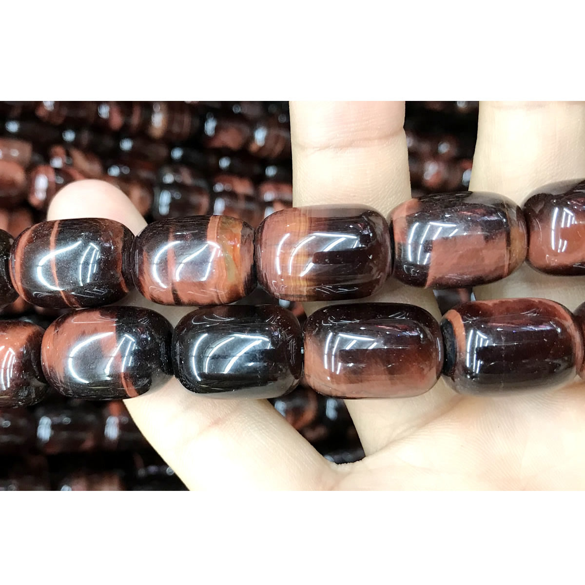 CTE201 Red Tiger Eye Beads Drum 13*18mm 15" Strand