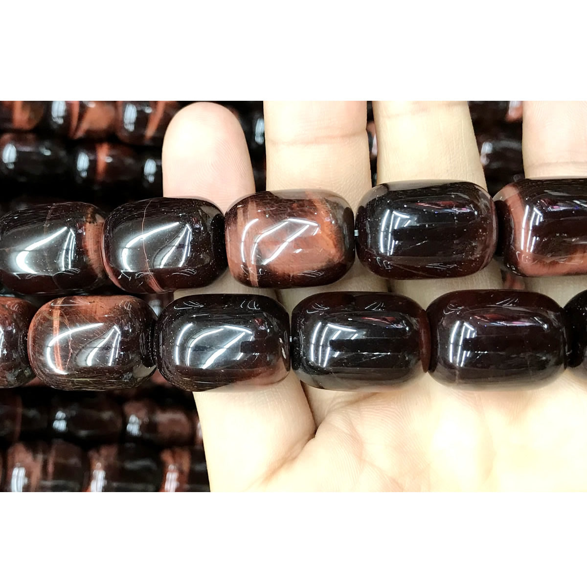 CTE202 Red Tiger Eye Beads Drum 15*20mm 15" Strand