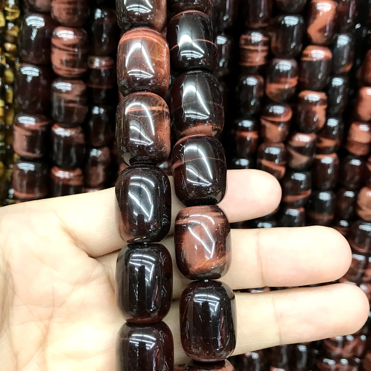 CTE202 Red Tiger Eye Beads Drum 15*20mm 15" Strand