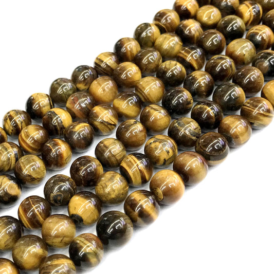 CTE21 Yellow Tiger Eye Beads Smooth Round 12mm 15" Strand