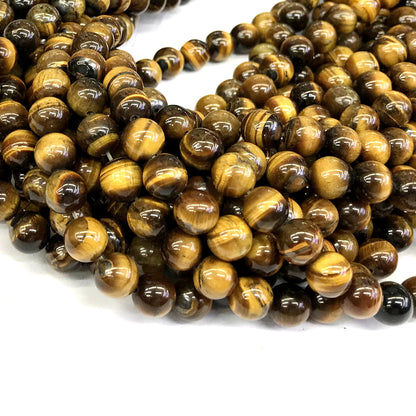 CTE21 Yellow Tiger Eye Beads Smooth Round 12mm 15" Strand