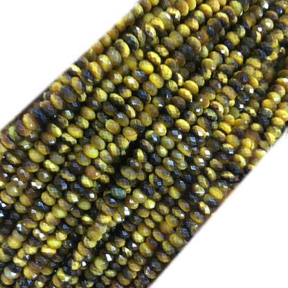 CTE215 Yellow Tiger Eye Beads Faceted Rondelle 2x4mm 15" Strand