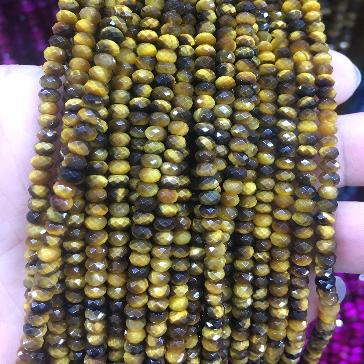 CTE215 Yellow Tiger Eye Beads Faceted Rondelle 2x4mm 15" Strand