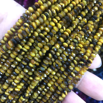 CTE215 Yellow Tiger Eye Beads Faceted Rondelle 2x4mm 15" Strand