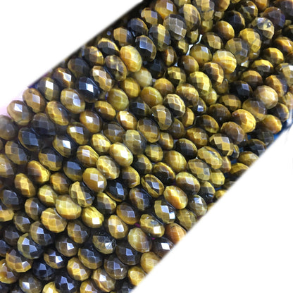 CTE216 Yellow Tiger Eye Beads Faceted Rondelle 4x6mm 15" Strand