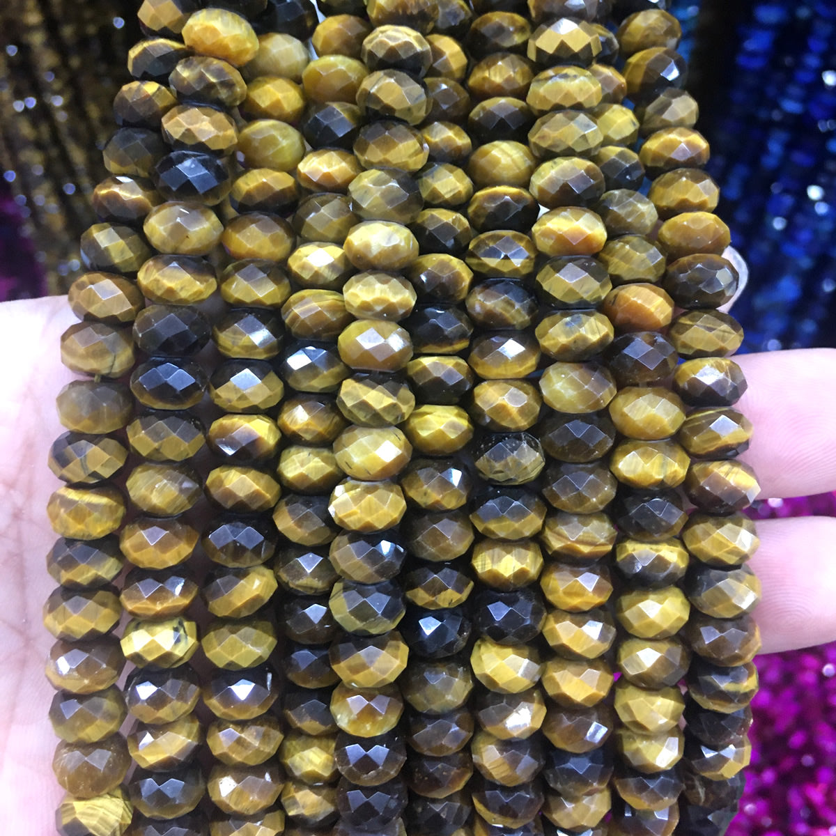 CTE216 Yellow Tiger Eye Beads Faceted Rondelle 4x6mm 15" Strand