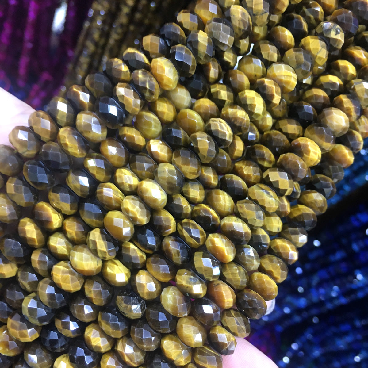 CTE216 Yellow Tiger Eye Beads Faceted Rondelle 4x6mm 15" Strand