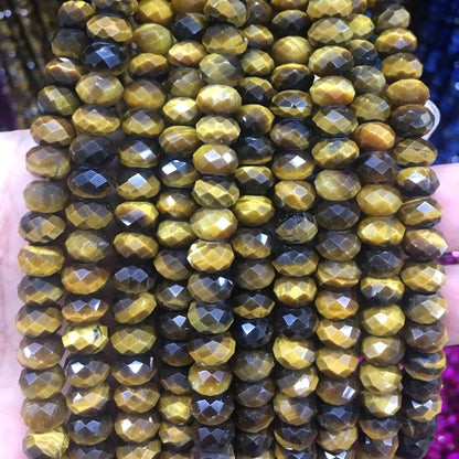 CTE217 Yellow Tiger Eye Beads Faceted Rondelle 5x8mm 15" Strand