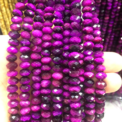 CTE226 Purple Tiger Eye Beads Faceted Rondelle 4x6mm 15" Strand