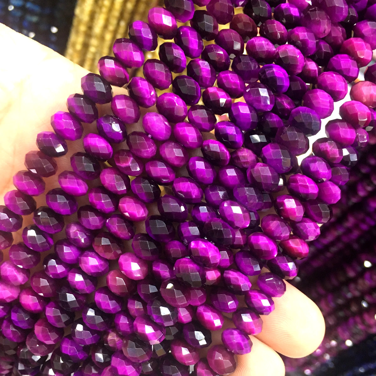 CTE226 Purple Tiger Eye Beads Faceted Rondelle 4x6mm 15" Strand