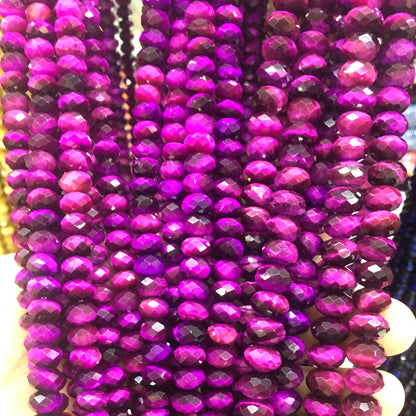 CTE227 Purple Tiger Eye Beads Faceted Rondelle 5x8mm 15" Strand