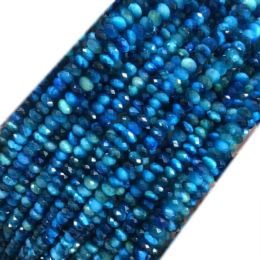 CTE230 Blue Tiger Eye Beads Faceted Rondelle 2x4mm 15" Strand