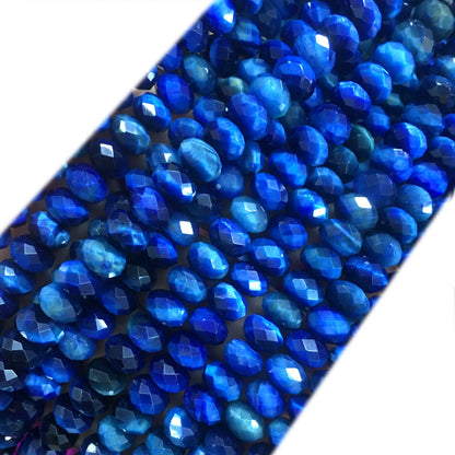 CTE232 Blue Tiger Eye Beads Faceted Rondelle 5x8mm 15" Strand