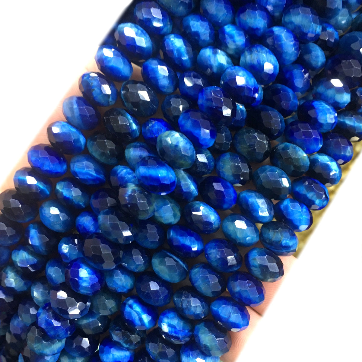 CTE233 Blue Tiger Eye Beads Faceted Rondelle 6x10mm 15" Strand