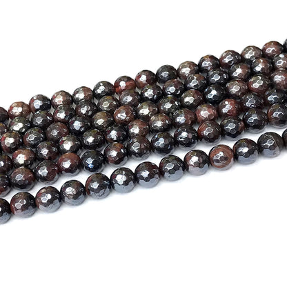 CTE266 Red Tiger Eye Beads Electroplated Faceted Round 8mm 15" Strand