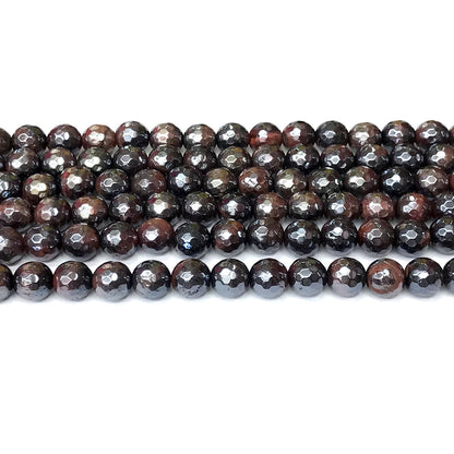 CTE266 Red Tiger Eye Beads Electroplated Faceted Round 8mm 15" Strand