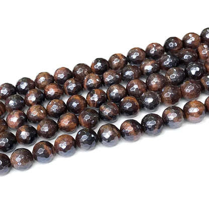 CTE267 Red Tiger Eye Beads Electroplated Faceted Round 10mm 15" Strand