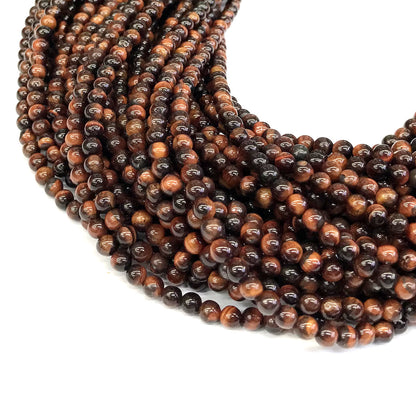 CTE27 Red Tiger Eye Beads Smooth Round 4mm 15" Strand