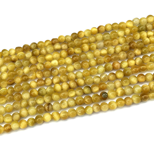 CTE270 Golden Tiger Eye Beads Smooth Round 4mm 15" Strand