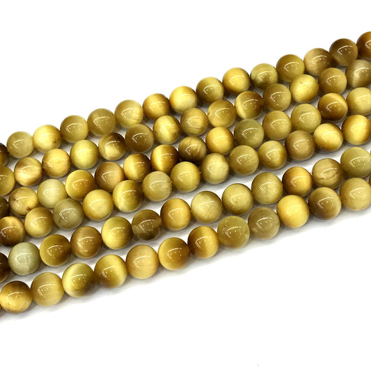 CTE272 Golden Tiger Eye Beads Smooth Round 8mm 15" Strand