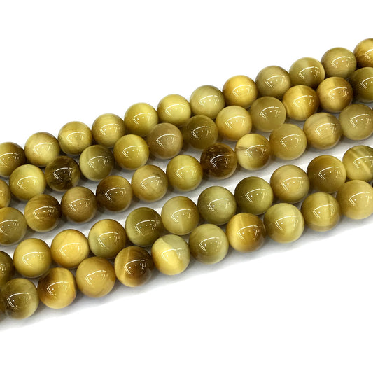 CTE273 Golden Tiger Eye Beads Smooth Round 10mm 15" Strand