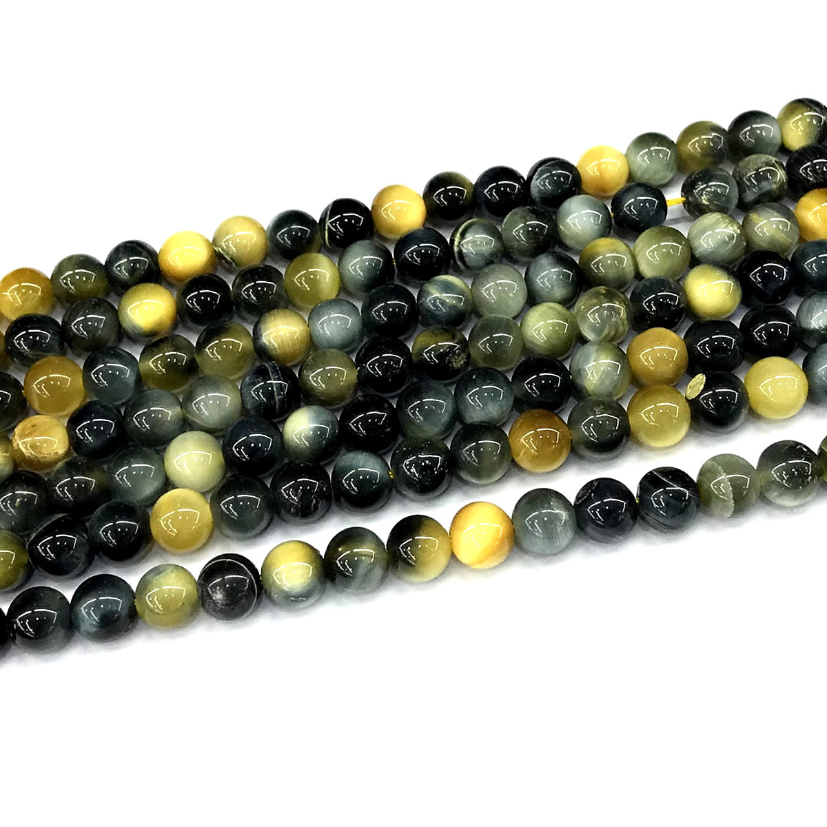 CTE281 Golden & Blue Tiger Eye Beads Smooth Round 6mm 15" Strand