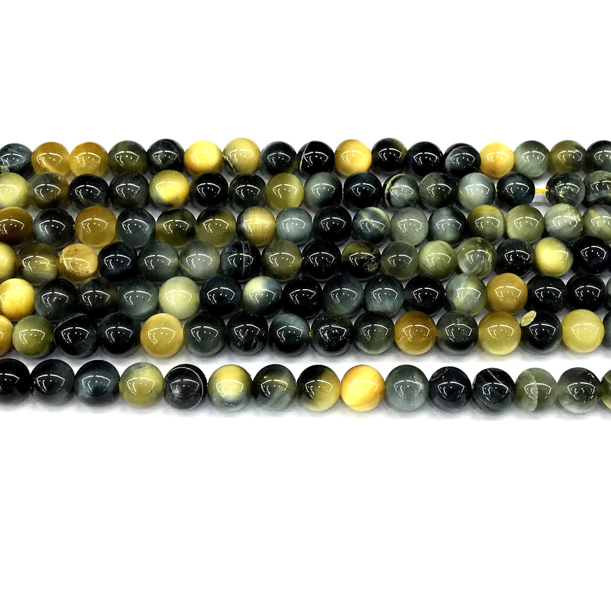 CTE281 Golden & Blue Tiger Eye Beads Smooth Round 6mm 15" Strand