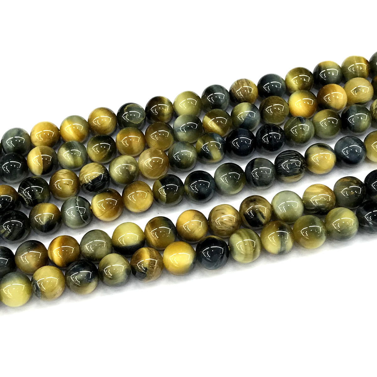 CTE282 Golden & Blue Tiger Eye Beads Smooth Round 8mm 15" Strand