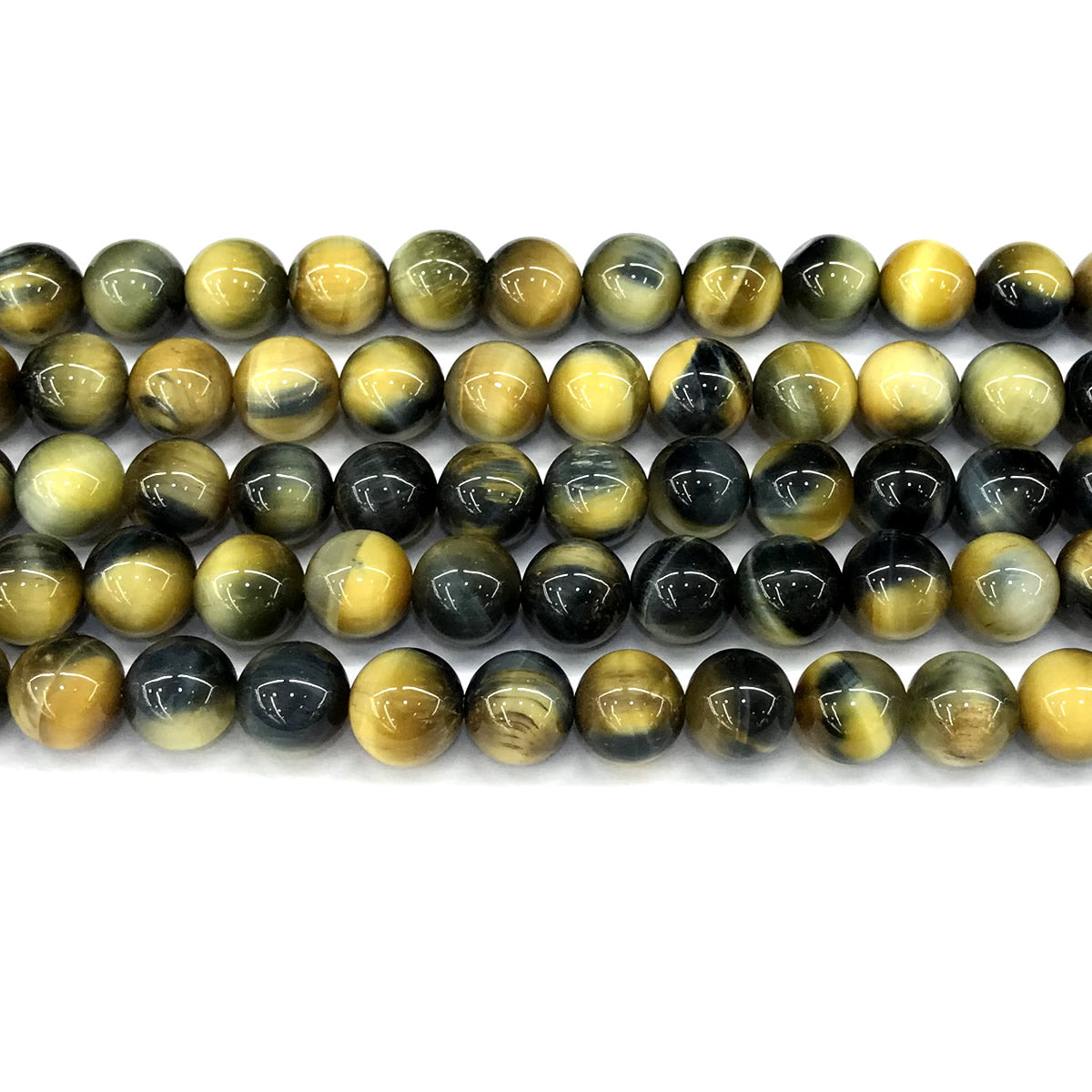 CTE283 Golden & Blue Tiger Eye Beads Smooth Round 10mm 15" Strand