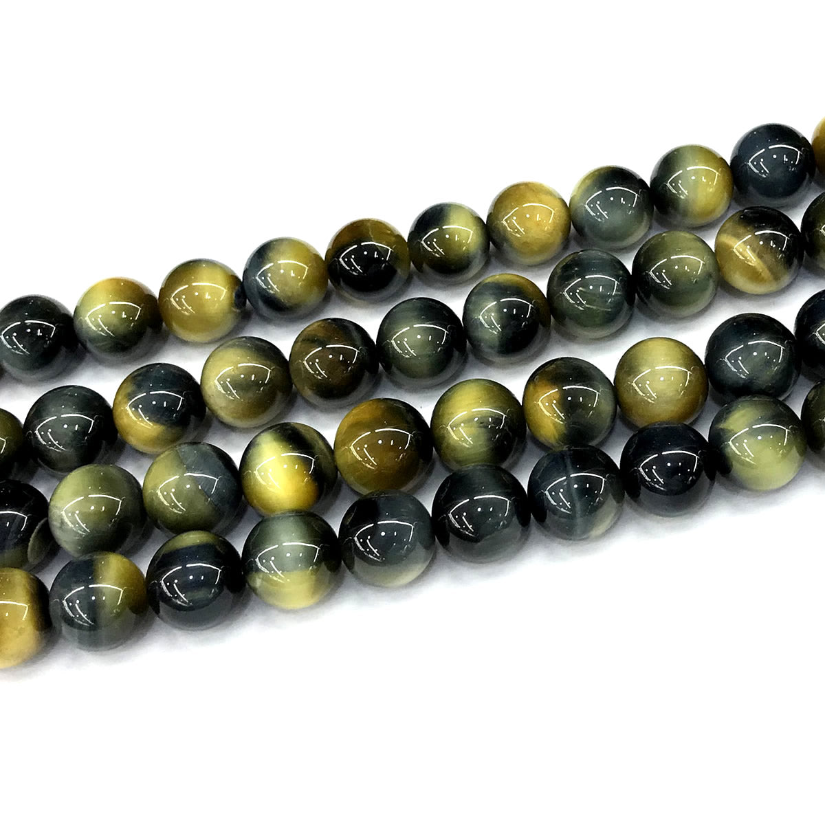 CTE284 Golden & Blue Tiger Eye Beads Smooth Round 12mm 15" Strand