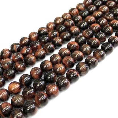 CTE29 Red Tiger Eye Beads Smooth Round 8mm 15" Strand