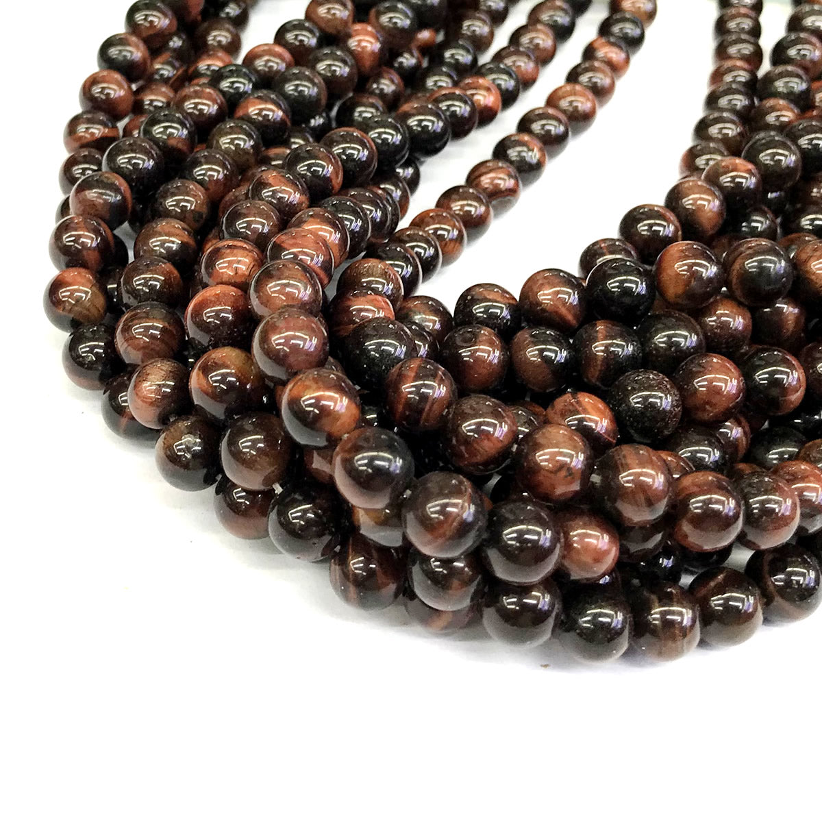 CTE29 Red Tiger Eye Beads Smooth Round 8mm 15" Strand