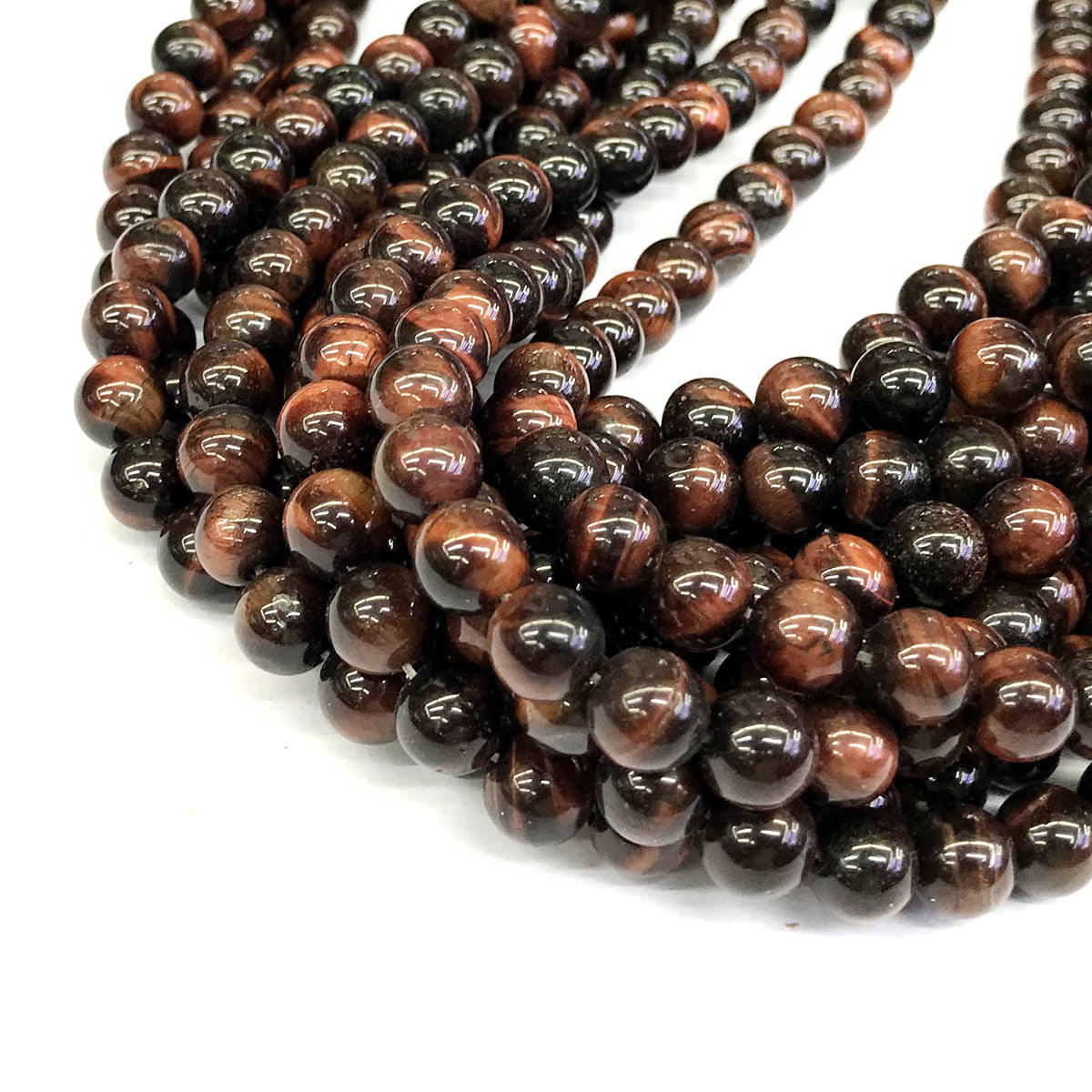 CTE30 Red Tiger Eye Beads Smooth Round 10mm 15" Strand