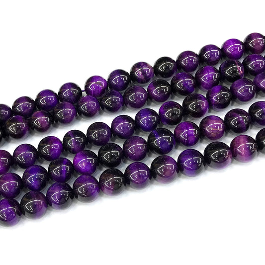 CTE301 Purple Tiger Eye Beads Smooth Round 6mm 15" Strand