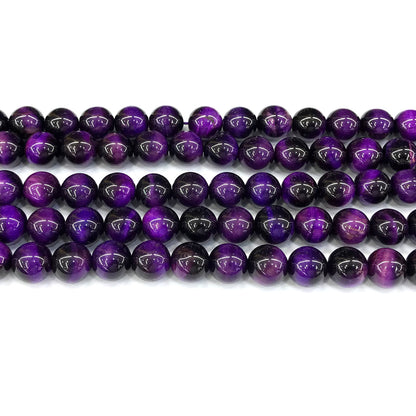 CTE301 Purple Tiger Eye Beads Smooth Round 6mm 15" Strand