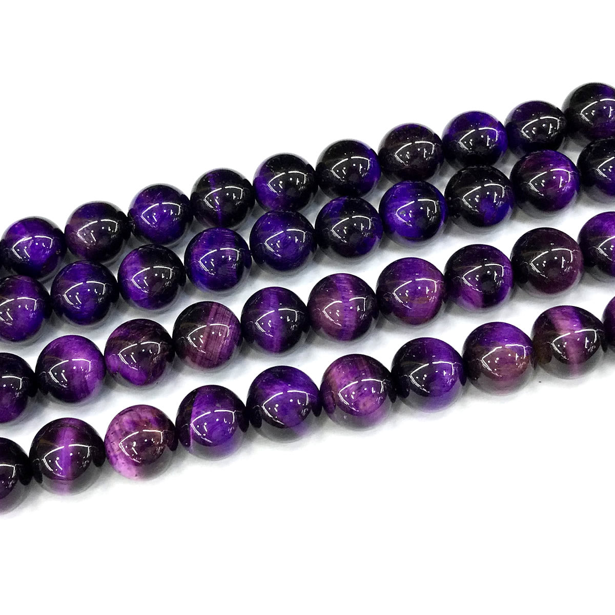 CTE302 Purple Tiger Eye Beads Smooth Round 8mm 15" Strand