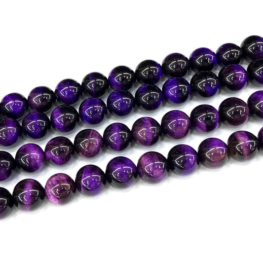 CTE302 Purple Tiger Eye Beads Smooth Round 8mm 15" Strand