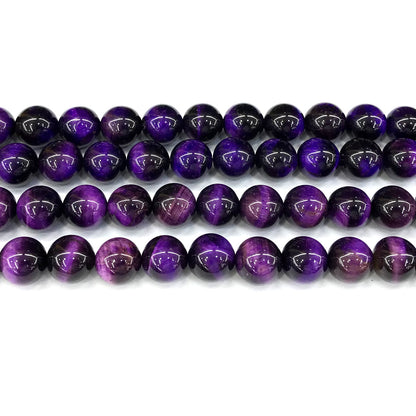 CTE302 Purple Tiger Eye Beads Smooth Round 8mm 15" Strand