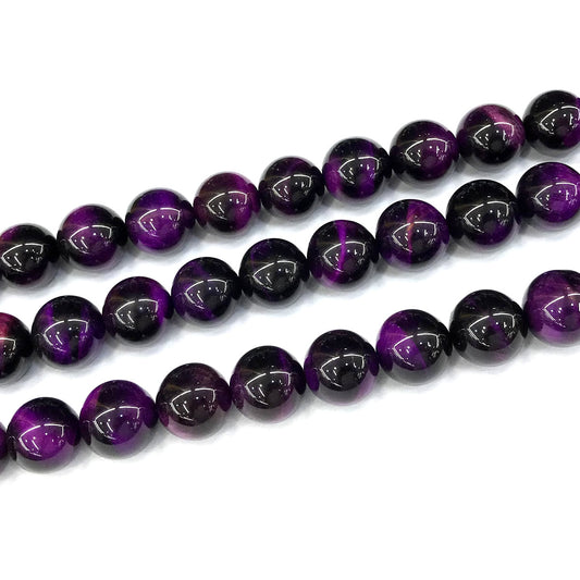 CTE304 Purple Tiger Eye Beads Smooth Round 12mm 15" Strand