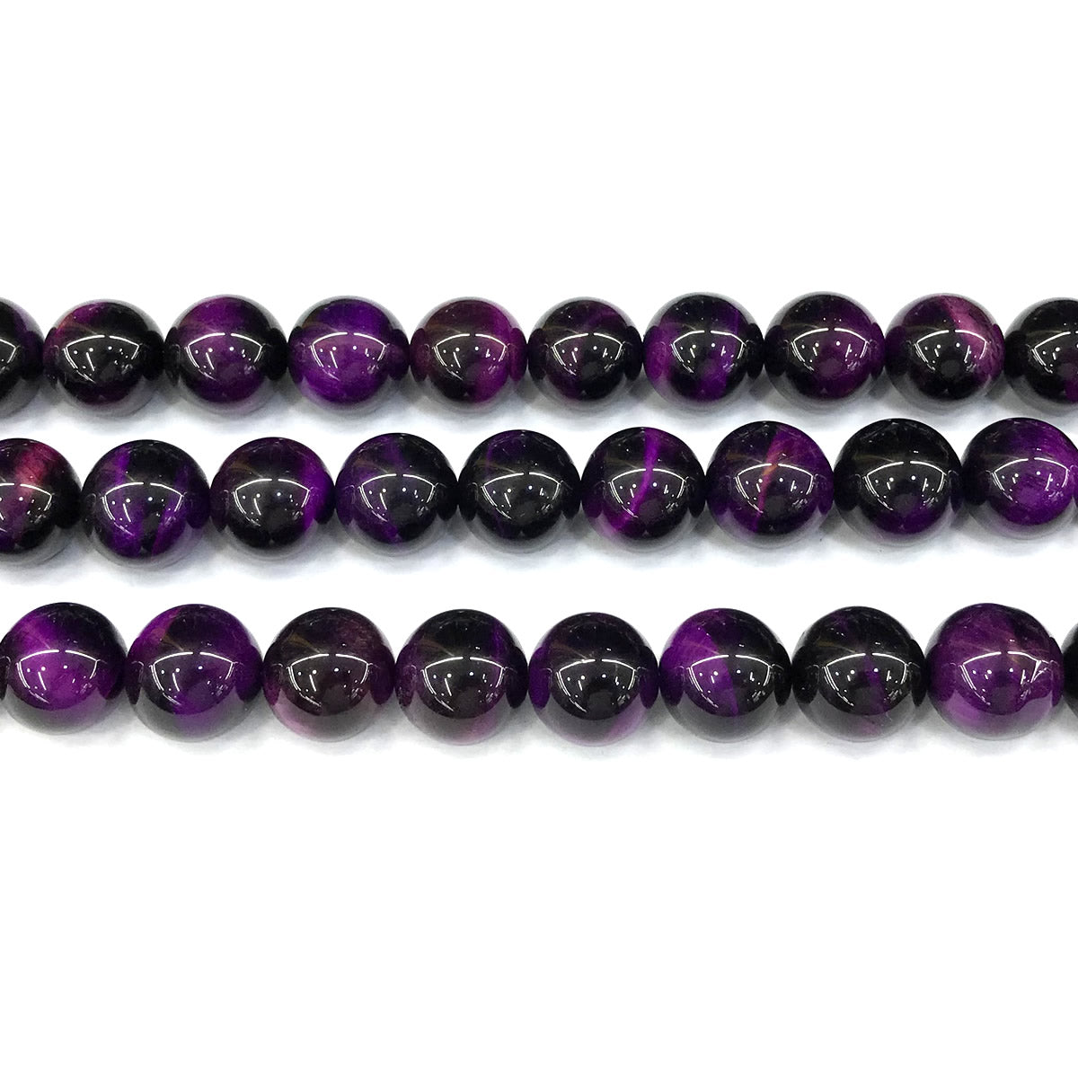 CTE304 Purple Tiger Eye Beads Smooth Round 12mm 15" Strand