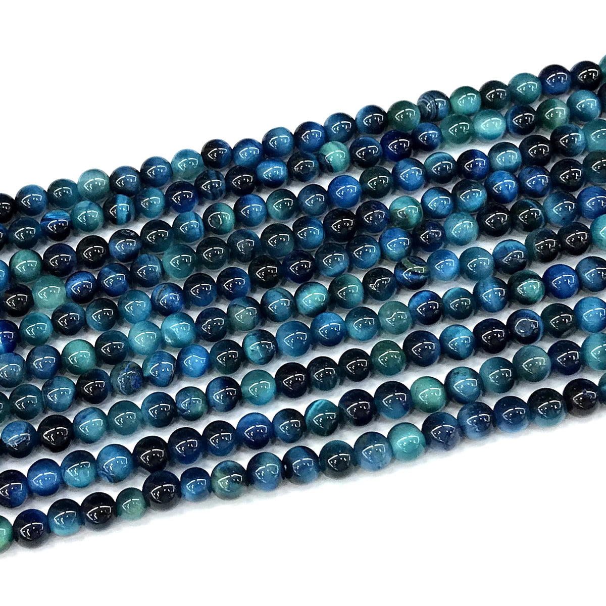 CTE310 Blue Tiger Eye Beads Smooth Round 4mm 15" Strand